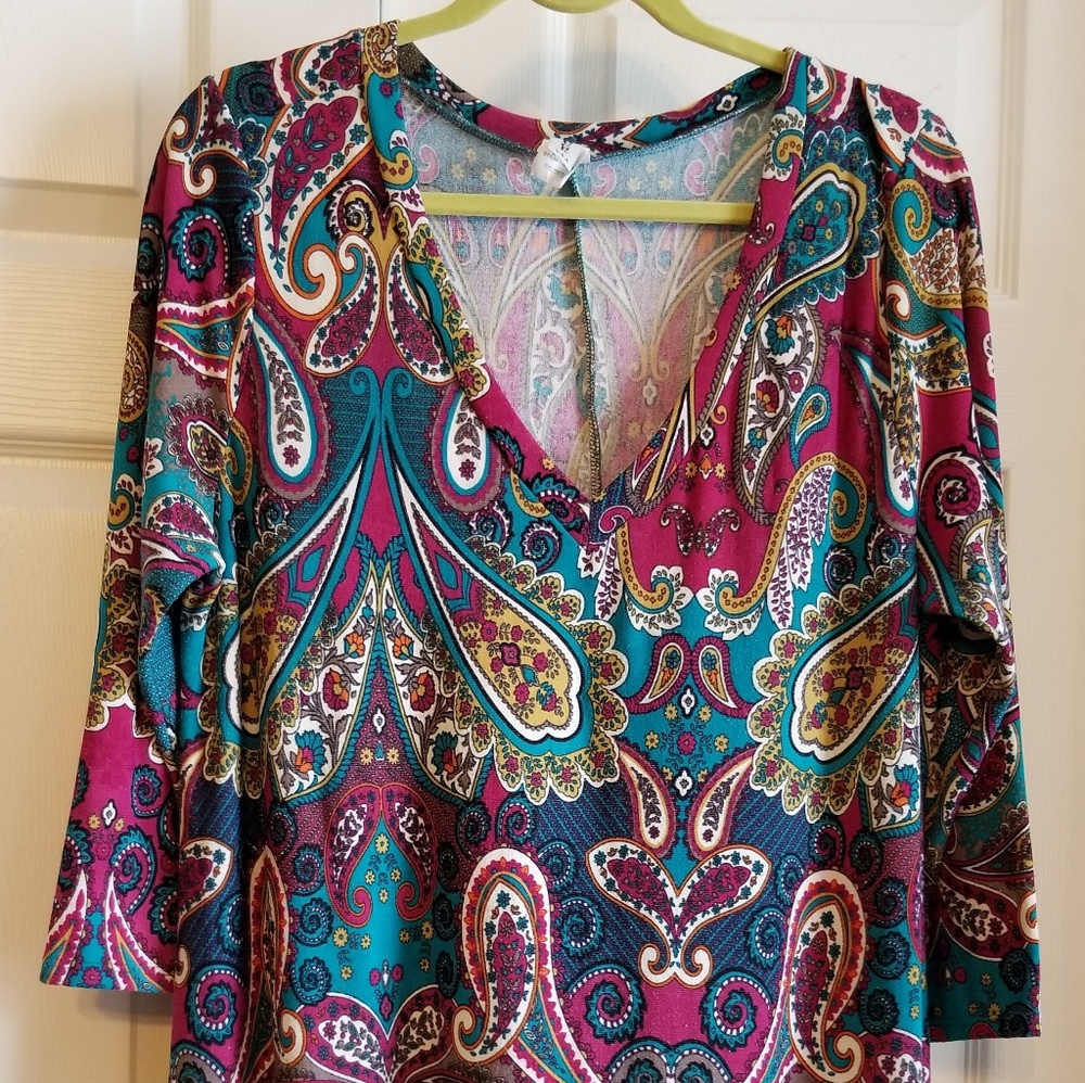 Tee for the Soul, Size 3X, Multi color paisley